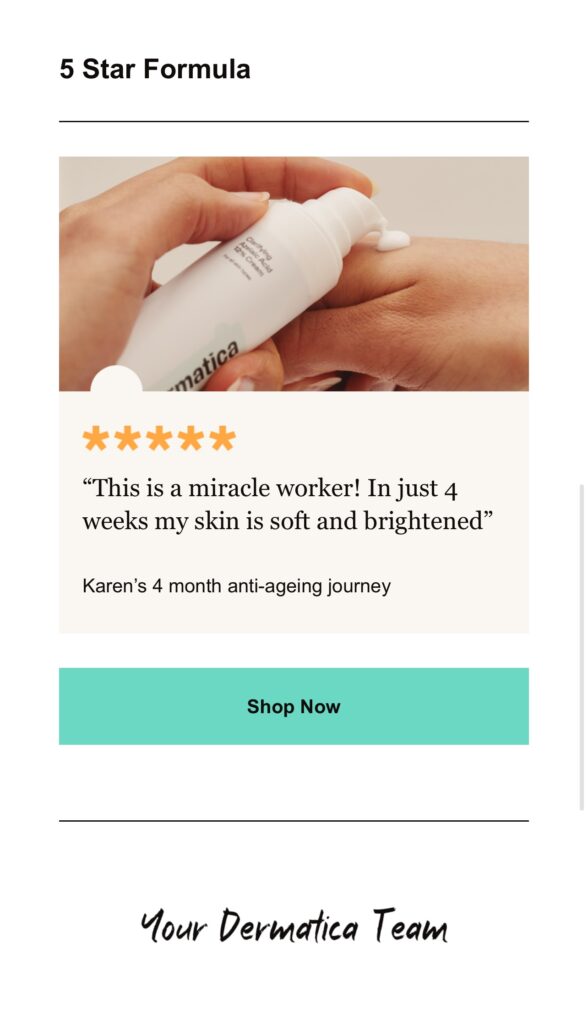 Dermatica Testimonial Email